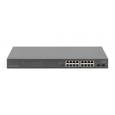 DIGITUS 16-Port Gigabit + 2-Port Gigabit SFP Multi-Mode Unmanaged PoE Switch