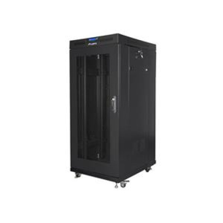 LANBERG Volně stojící skříň 19" 27U/600x800 (v rozloženém stavu) síťované dveře LCD černá (RAL9004)