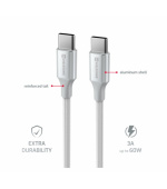 SWISSTEN DATOVÝ KABEL TEXTILE II USB-C / USB-C 1,5 M BÍLÝ