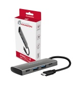 AXAGON HMC-4G2, USB-C 3.2 Gen 2 10 Gb/s hub, porty 2x USB-A + 2x USB-C, kabel USB-C 13cm