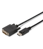 Digitus DisplayPort adapter cable, DP - DVI (24+1) M/M, 3.0m, w/interlock, DP 1.1a compatible, CE, bl