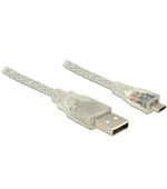 Delock Kabel USB 2.0 Typ-A samec > USB 2.0 Micro-B samec 5m transparentní