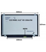 LCD PANEL 14,0" HD 1366x768 40PIN MATNÝ / ÚCHYTY NAHOŘE A DOLE