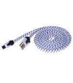 PremiumCord Kabel micro USB 2.0, A-B 2m, plochý textilní kabel, černo-bílý