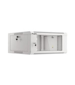LANBERG Nástěnná jednodílná skříň 19", 4U 570x600 snadná a rychlá montáž (v rozloženém stavu) šedá (RAL7035)