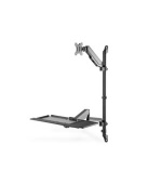 DIGITUS pracovní stanice pro sezení/stání, nástěnný držák, jeden monitor, černý max. 8 kg, max Velikost obrazovky: 17 VESA: 75x1