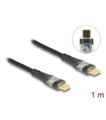 Delock Datový a rychlonabíjecí kabel USB 2.0 ze zástrčky USB Type-C™ na zástrčku, průhledný, PD 3.0 100 W, 1m