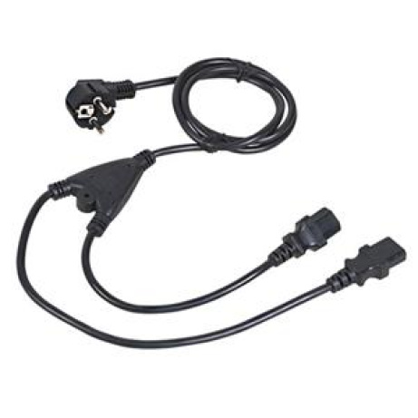 C-TECH Kabel síťový 1,8m 220/230V napájecí, rozdvojka Y, VDE