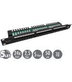 19" patch panel Solarix 24 x RJ45 CAT5E UTP s vyvazovací lištou 1U SX24L-5E-UTP-BK-N