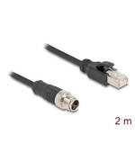 Delock Kabel M12, X-kódovaný, 8 pin, ze zástrčkového na RJ45 zástrčkového konektor, PVC, 2 m