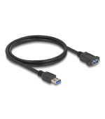 Delock Kabel USB 5 Gbps, ze zástrčkového rozhraní USB Typu-A na zásuvkové rozhraní USB Typu-A, k instalaci, 1 m, černý