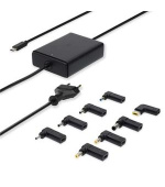 Nedis NBAU100110BK - Adaptér k notebooku| GaN | 10 W | 5 / 9 / 12 / 15 / 20 V DC | 3.0 / 5.0 A | Euro / Typ-C