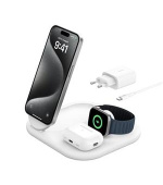 Belkin BOOST CHARGE™ Qi2 15W 3v1 Magnetický nabíjecí stojan, skládací, bílá