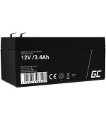 Green Cell AGM VRLA 12V 3.4Ah maintenance-free battery for the alarm system, cash register, toys
