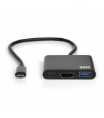 PORT CONNECT USB-C HUB, HDMI 1X 4K + USB-A + USB-C, černý