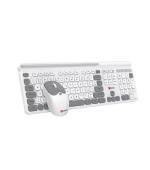 C-TECH WLKMC-05W Quallis, bezdrátový set klávesnice s myší,odkládací prostor,USB, CZ/SK,bílá