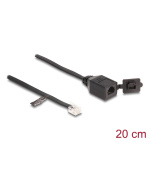Delock Kabel ze zástrčky RJ12 na zásuvku RJ12 s ochrannou krytkou, 20 cm, černý