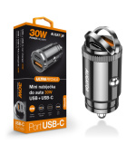 Aligator mini nabíječka do auta Power Delivery 30W, USB-C + USB-A