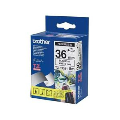 Brother - TZe-FX261, bílá / černá, 36 mm,  s flexibilní páskou