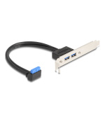 Delock Záslepka slotu z 1 x pinového zásuvkového konektoru rozhraní USB 5 Gbps, 90°, pravoúhlý, na 2 x zásuvky USB 5 Gbps Typ-A