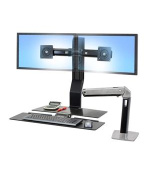 ERGOTRON WorkFit-A, Dual Display, Polished aluminum, nastavitelný stolní držák pro dva monitory , kláv.+myš+odkl. plocha
