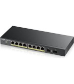 Zyxel GS1900-10HP v2, 10-port Desktop Gigabit Web Smart switch: 8x Gigabit metal + 2x SFP, IPv6, 802.3az (Green), PoE