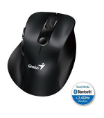 Genius Ergo 9000S, Myš, bezdrátová, optická, 2400DPI, 6 tlačítek, Bluetooth, 2.4GHz, USB, černá