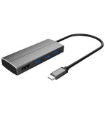 PremiumCord Adaptér USB 3.1 Type-C male na HDMI female + 3x USB 3.0, aluminum