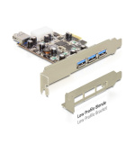 DeLock PCI Express x1 > USB 3.0, 3x externí, 1x interní, VIA, + low profile