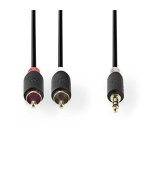 Nedis CABW22200AT10 - Stereofonní Audio Kabel | 3,5mm Zástrčka - 2x RCA Zástrčka | 1 m | Antracit