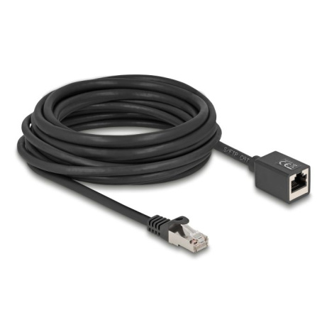 Delock Síťový prodlužovací kabel ze zástrčky RJ45 na zásuvku RJ45, Cat.6A, S/FTP, 7,5 m, černý