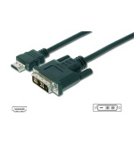 Digitus Adaptérový kabel HDMI, typ A-DVI (18 + 1) M / M, 3,0 m, Full HD, bl