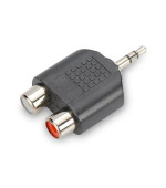 Ednet Audio adaptér, 1x 3,5 mm samec - 2X RCA samice, černý