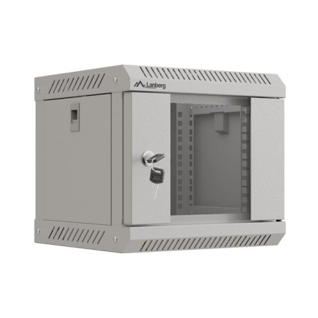LANBERG RACKOVÁ SKŘÍŇ 10" NÁSTĚNNÁ 4U/300X300 (v rozloženém stavu) S PROSKLENÝMI DVEŘMI ŠEDÁ