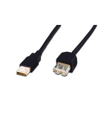 Digitus USB kabel prodlužovací A-A, 2xstíněný, měď, 3m, černý
