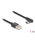 Delock Kabel USB 2.0 Typ-A samec na USB Type-C™ samec pravoúhlý 1 m černý