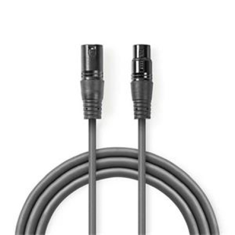 Nedis COTH15010GY10 - Vyvážený XLR Audiokabel | XLR 3pinová Zástrčka – XLR 3pinová Zásuvka | 1 m | Šedá barva