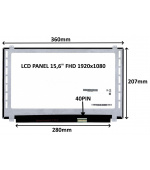 LCD PANEL 15,6" FHD 1920x1080 40PIN MATNÝ / ÚCHYTY NAHOŘE A DOLE