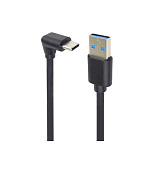 PremiumCord USB C-USB A, zahnutý, černý, 2m