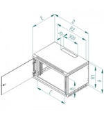 Nástěnný rozvaděč jednodílný 9U/395mm plech.dveře