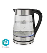 Nedis WIFIWK10CGS - Rychlovarná Konvice | Wi-Fi | 1.7 l | Sklo | 60,70,80,90,100 °C | Ukazatel teploty | Otočný o 360 st