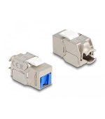 Delock Modul Keystone RJ45, ze zásuvky na LSA, Cat.6A, beznástrojový, s modrým protiprachovým krytem