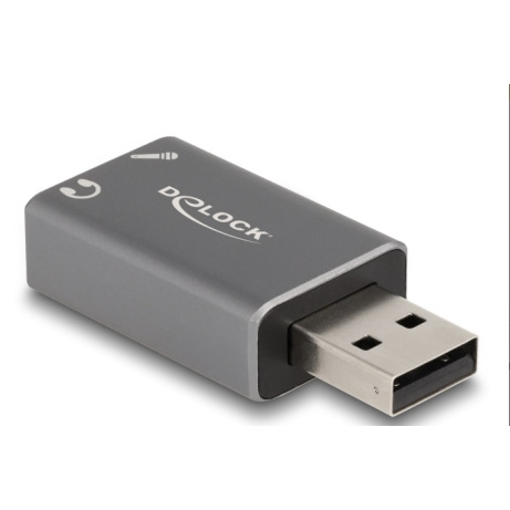 Delock Externí USB zvuková karta se zvukovým adaptérem Plug & Play se 2 x stereofonními konektory 3,5 mm pro PC, laptop
