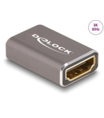 Delock Adaptér HDMI, ze zásuvku na zásuvku, 8K 60 Hz, šedá kovová