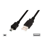 Digitus USB kabel USB A samec na B-mini 5pin samec, 2x stíněný, Měď, 1m, černý