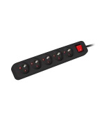 LANBERG Prodlužovací přívod 1.5M 5X klasická zásuvka s vypínačem měď kabel černý