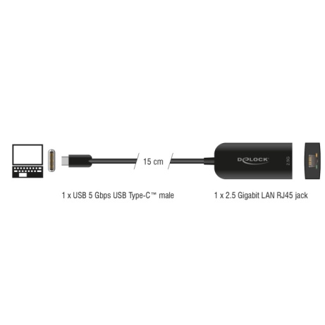Delock Adaptér USB Type-C™ sítě 2,5 Gigabit LAN