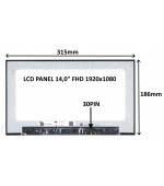 LCD PANEL 14,0" FHD 1920x1080 30PIN MATNÝ IPS / BEZ ÚCHYTŮ