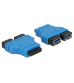 Delock adaptér USB 3.0 pin konektor samice > 2 x USB 3.0 Type-A samice – paralelní