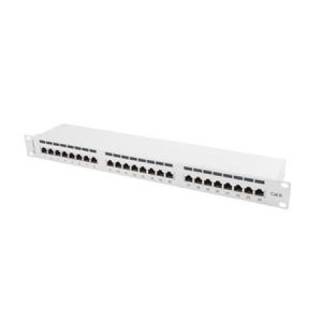 LANBERG PATCH PANEL 24 PORTŮ 1U 19" CAT.6 FTP STÍNĚNÝ ŠEDÝ